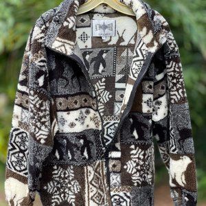 Active Frontier Sport faux fur jacket  Black and white  size medium